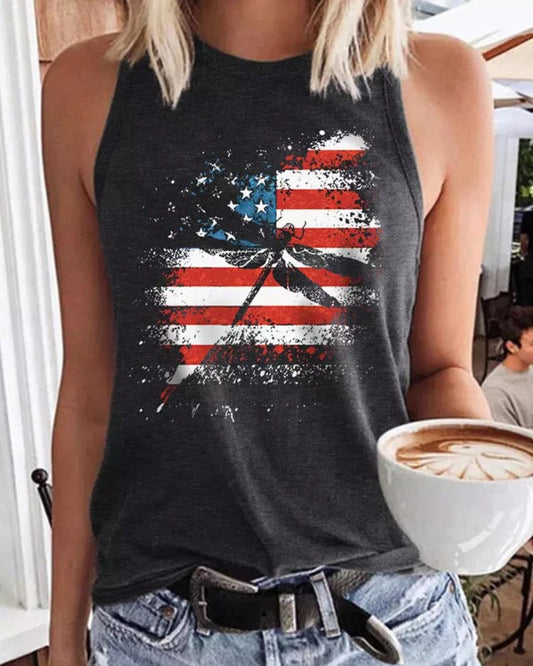 Independence Day Flag Print Casual Tank Top
