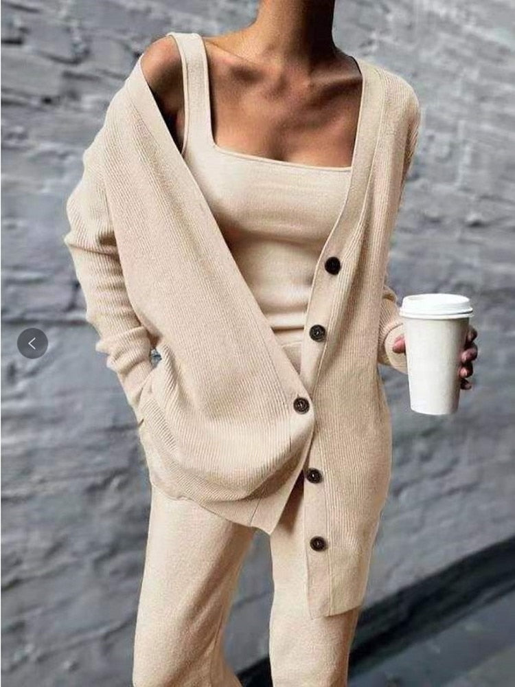 Women's Casual Knitted 3-Piece Set