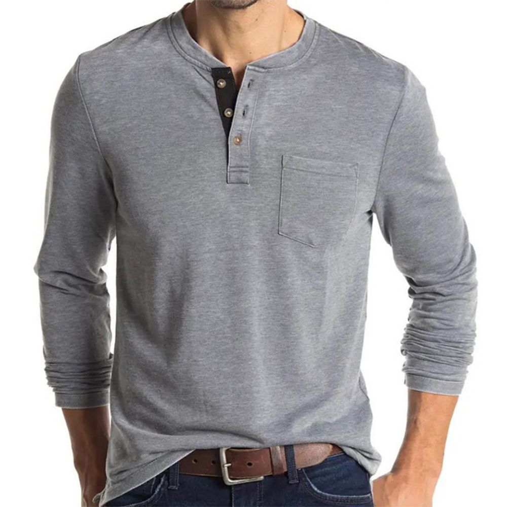 Men's Single Breasted Pocket Long Sleeve Shirt