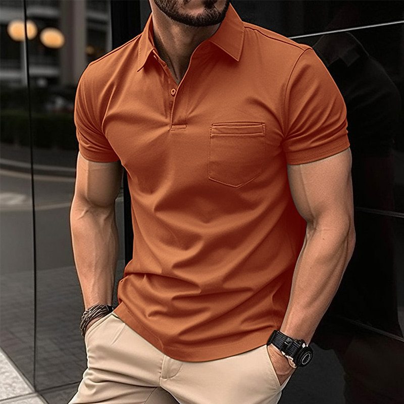 Men's Casual Pocket Short-Sleeved Polo Shirt