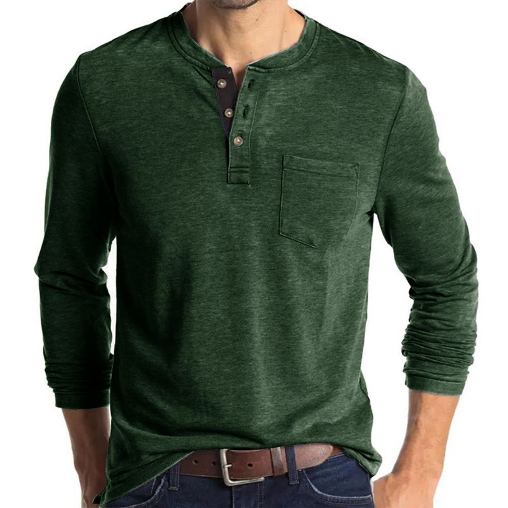 Men's Single Breasted Pocket Long Sleeve Shirt