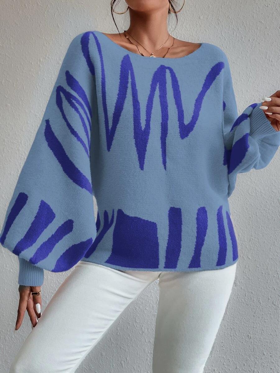 Women's Oversized Lantern Sleeve Knitted Sweater