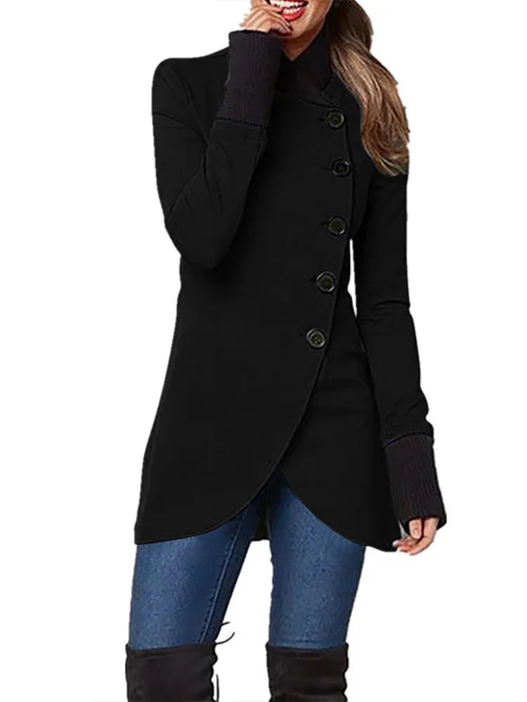 Women's Casual Wool Blend Long Sleeve Jacket