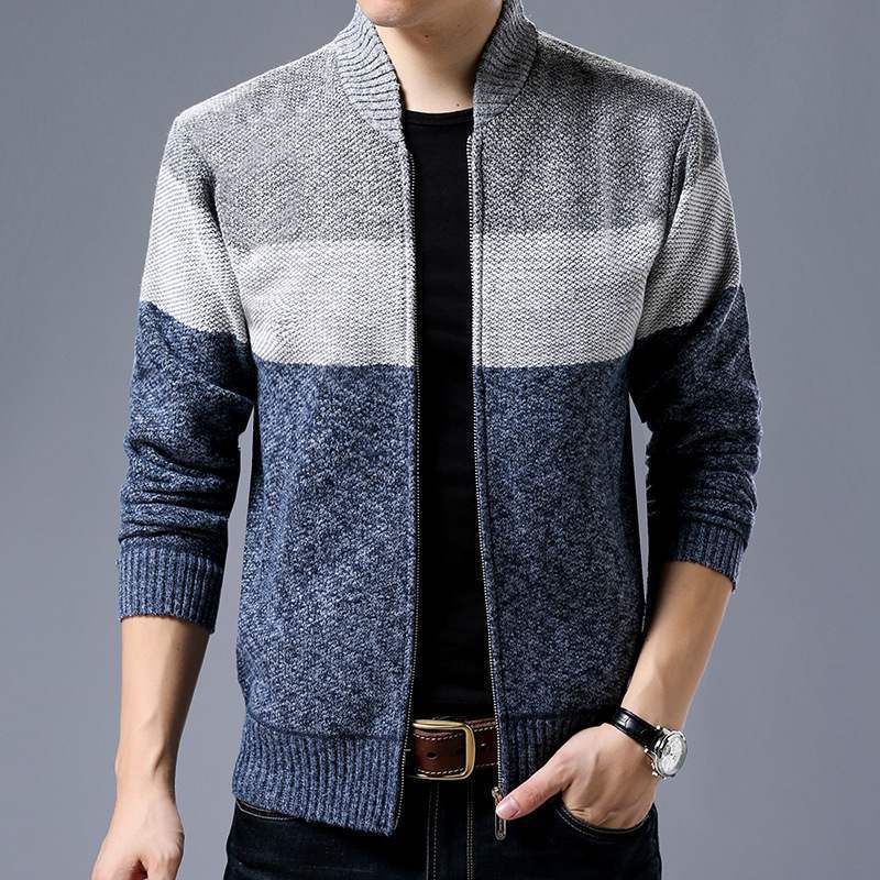 Men's Single-Breasted Colorblock Stitching Cardigan Jacket