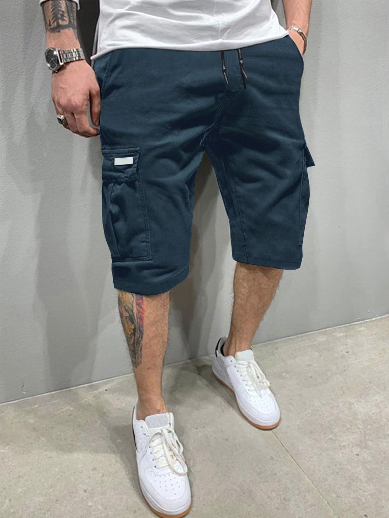 Men Flap Pockets Cargo Shorts