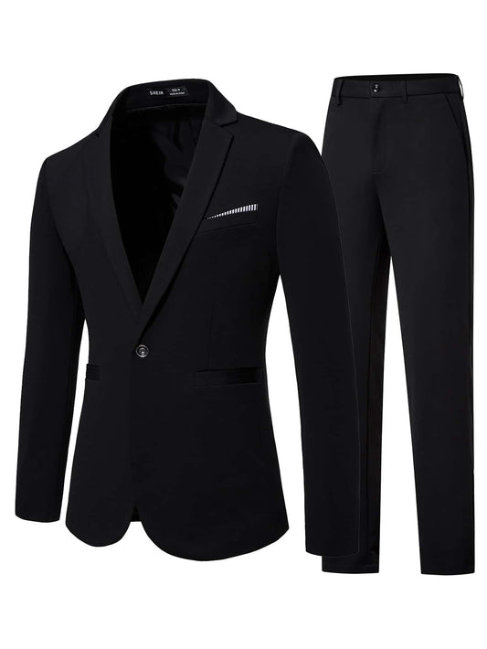 Manfinity Mode Men Single Button Blazer & Suit Pants