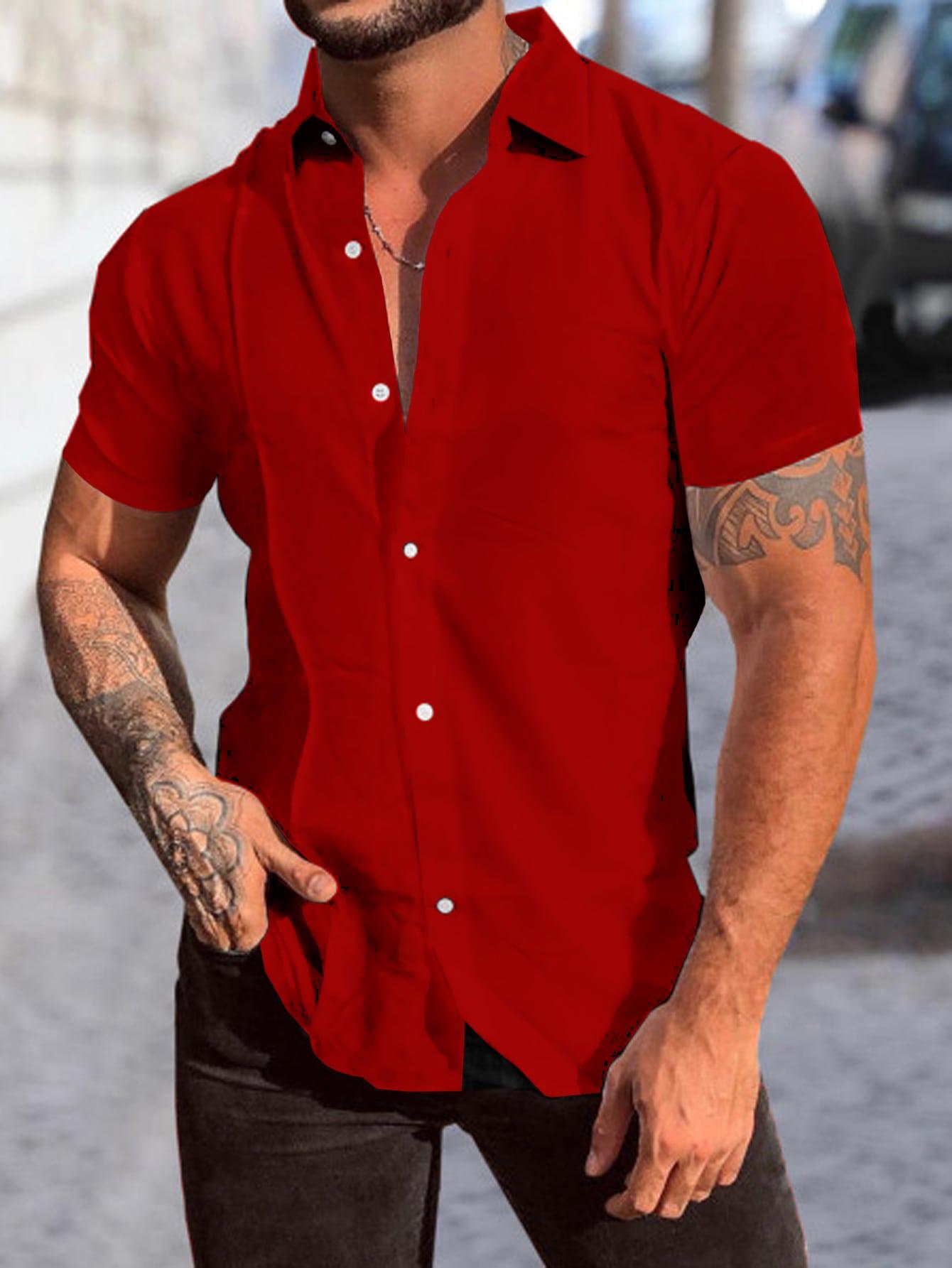 mens solid color button up shirts
