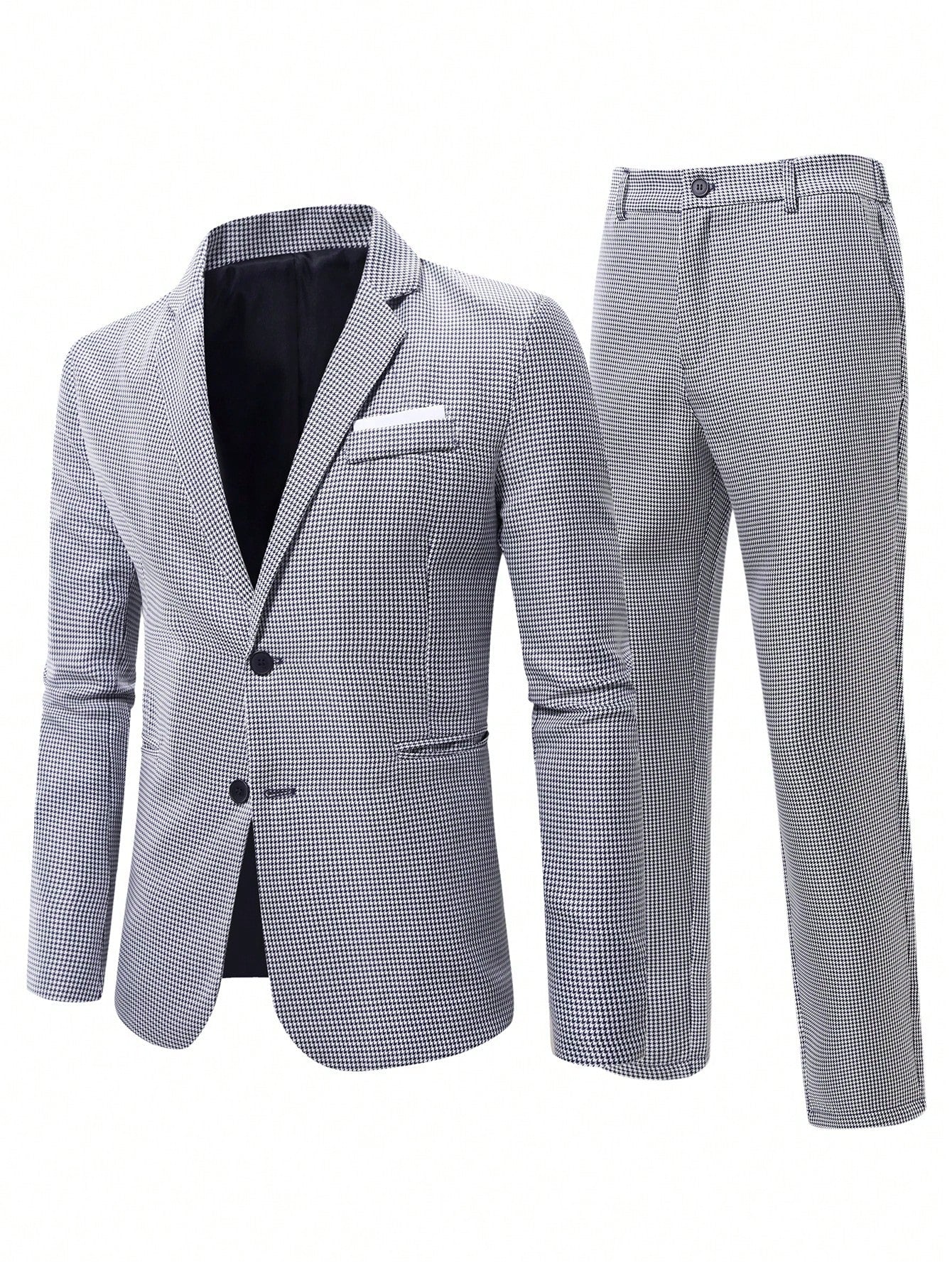 Men's Casual Plaid Suit Set