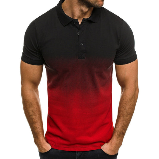 Men Casual Contrast Color Short Sleeve Polo Shirt