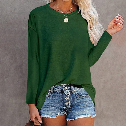 Solid Cotton Loose Long Sleeve Shirt