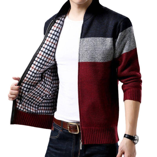 Men's Single-Breasted Colorblock Stitching Cardigan Jacket