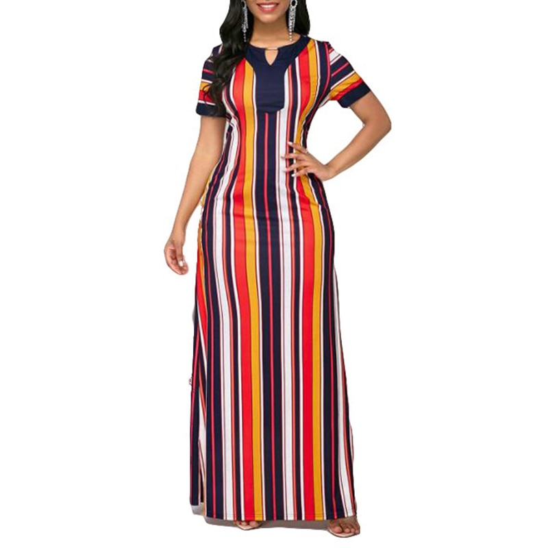 Women's Vintage Stripe Print Bodycon Dress